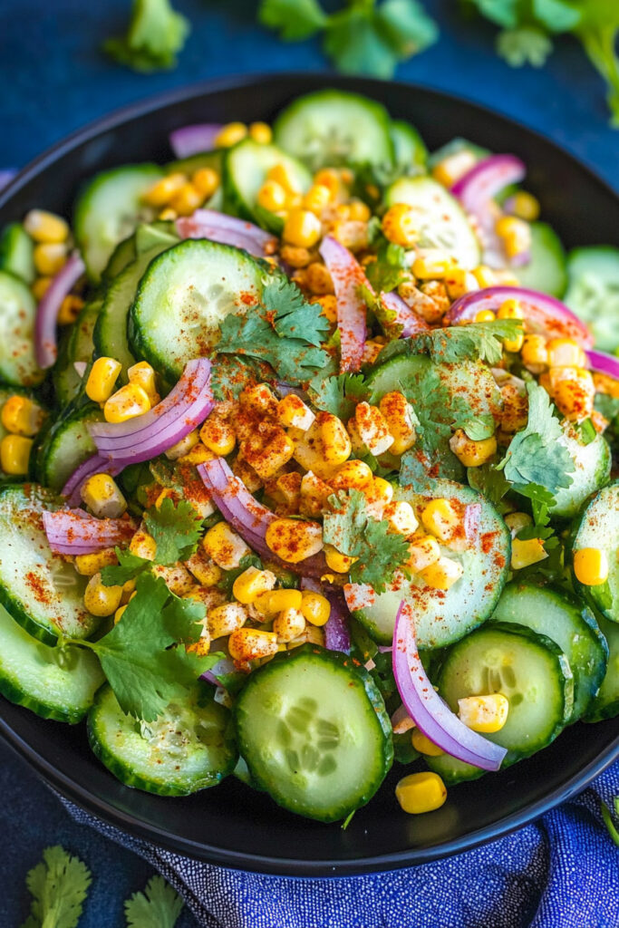 Assembling the Mexican Cucumber Salad