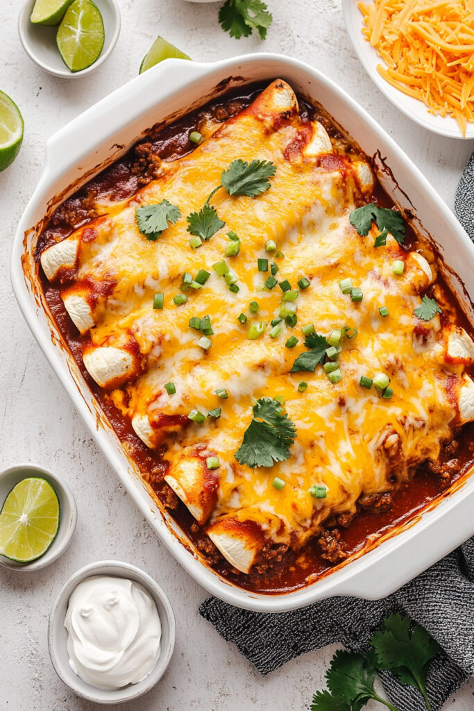 Cooking Cheesy Beef Enchiladas