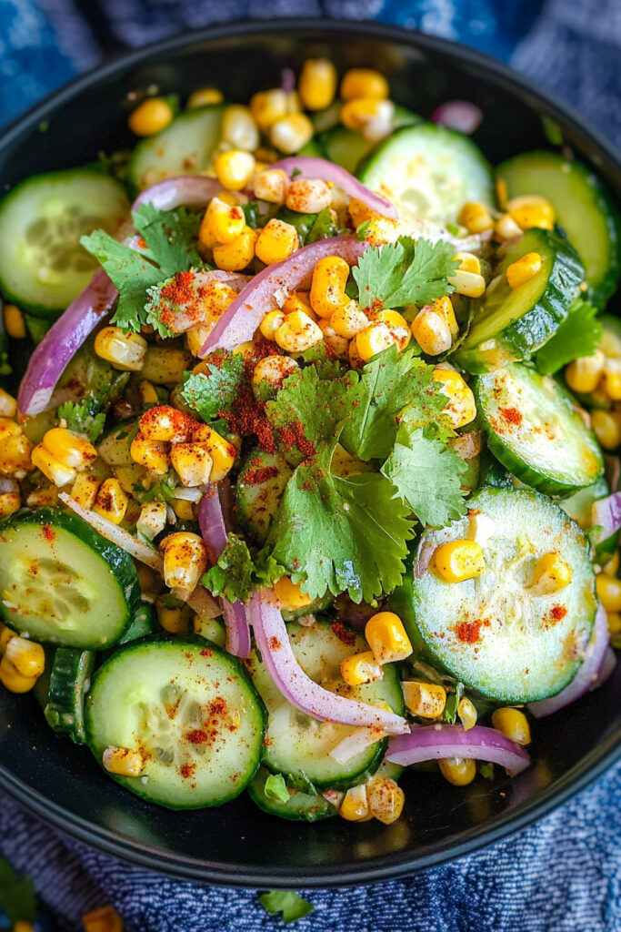 Serving Mexican Cucumber Salad
