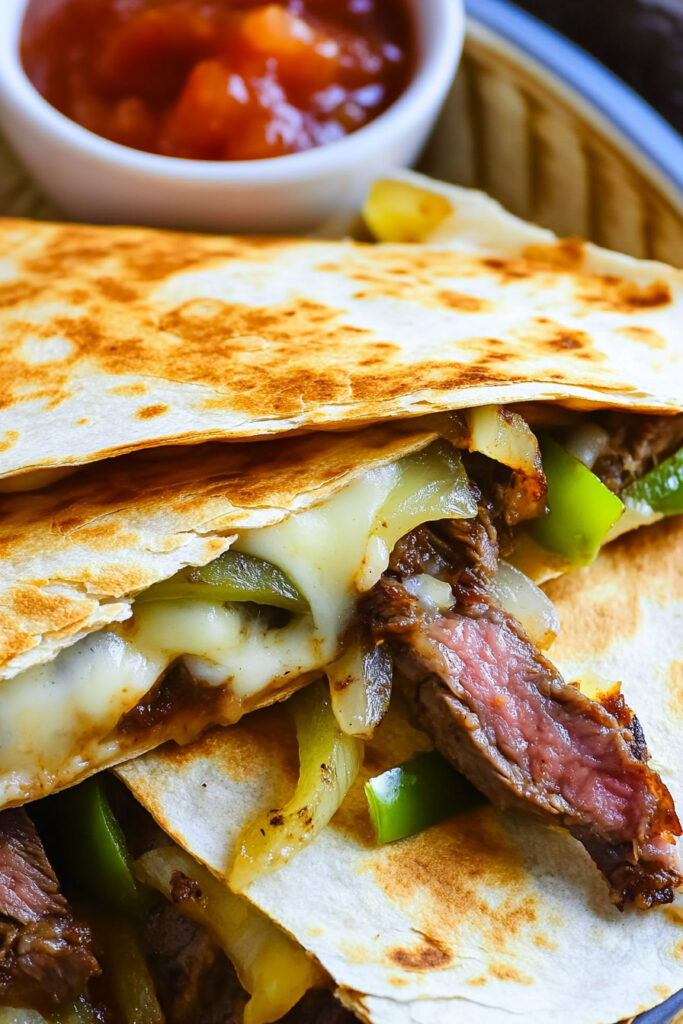 Instructions Philly Cheese Steak Quesadillas
