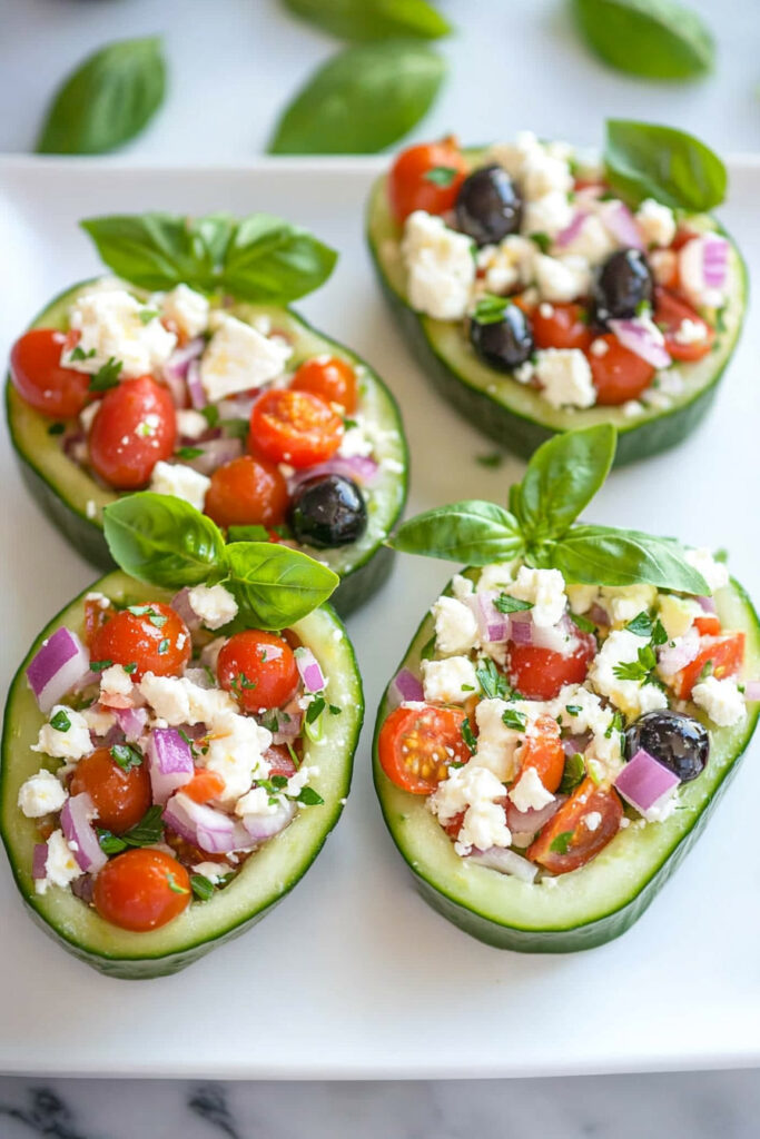 Serving Stuffed Cucumber Bites