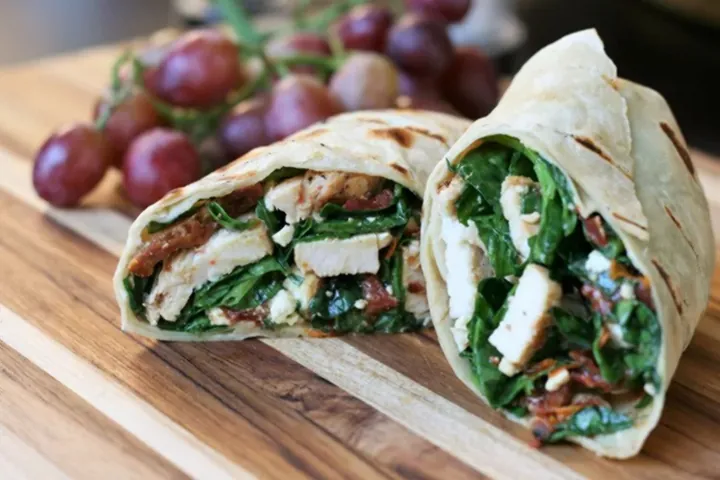 Chicken, Feta, Cheese, and Sun-Dried Tomato Wraps