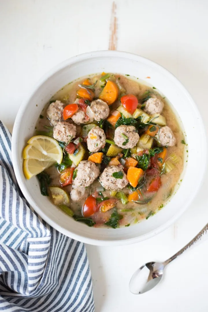 Crockpot Mini Turkey Meatball Vegetable Soup