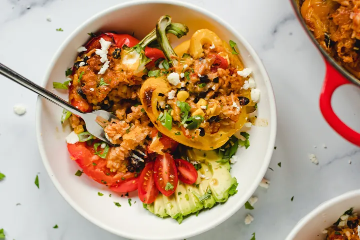Easy Tex-Mex Veggie Plus Rice Stuffed Peppers