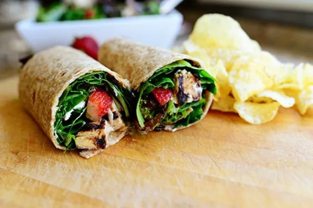 Grilled Chicken Strawberry Salad Wrap