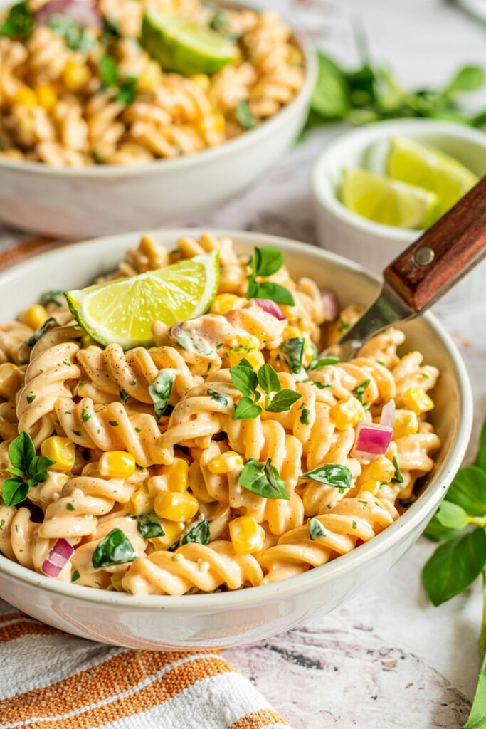High Protein Street Corn Pasta Salad