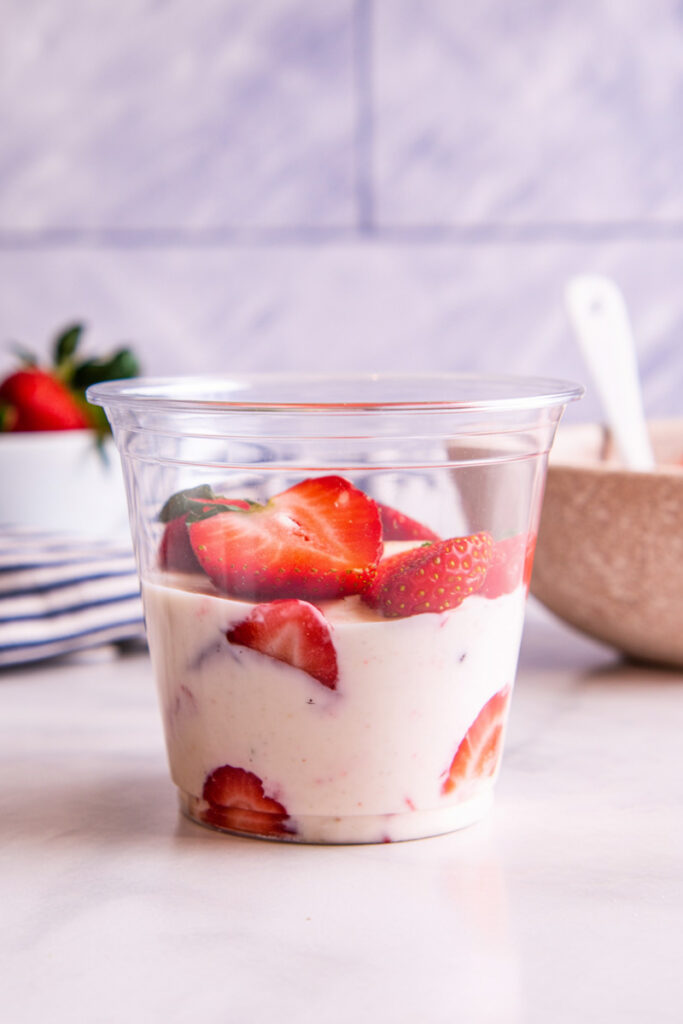Layers of cream and strawberries