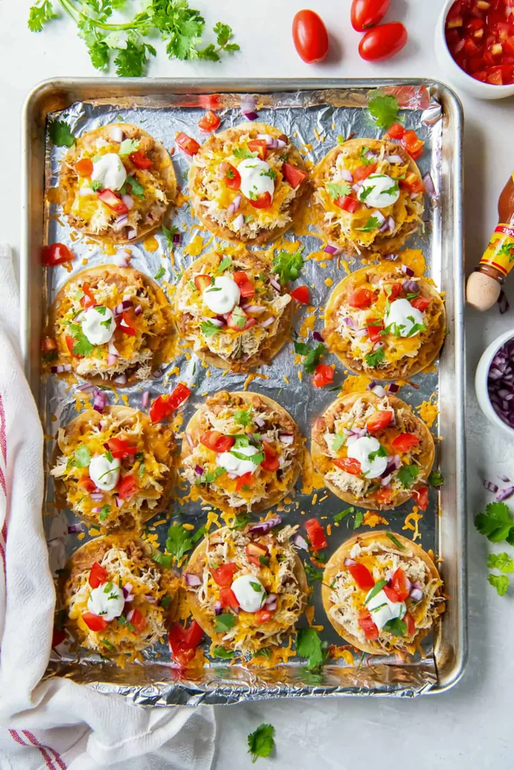 Mini Chicken Sheet Pan Tostadas