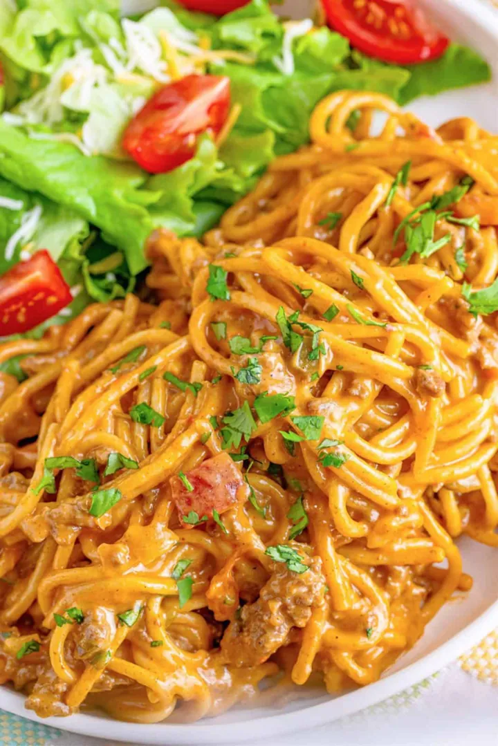 One Pot Taco Spaghetti