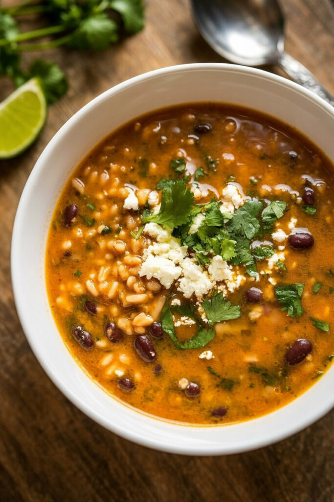 Serve Mexican Beans and Rice Soup