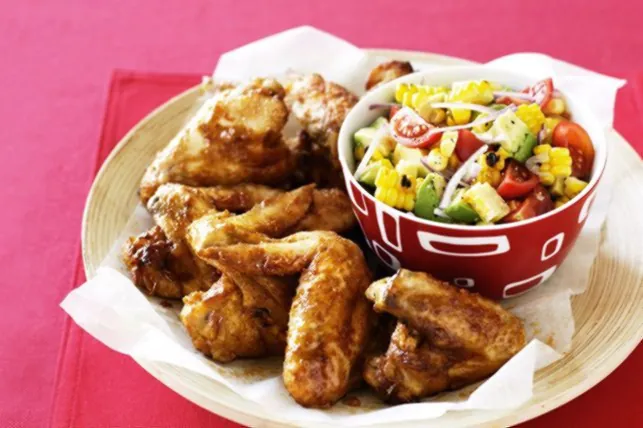 Tex-Mex Wings with Corn Salsa