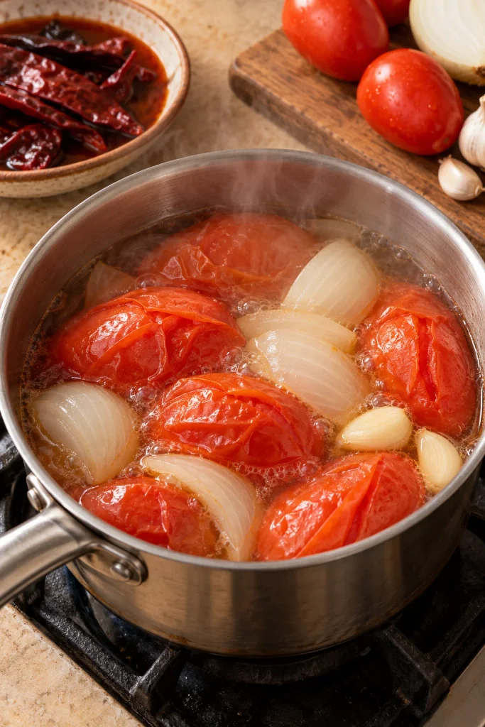 Rustic Simmering Tomato Sauce Preparation