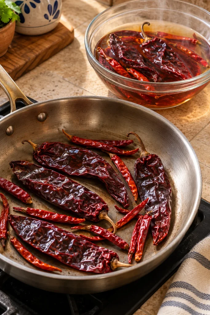 Toasted Chilies and Soaking Bowl